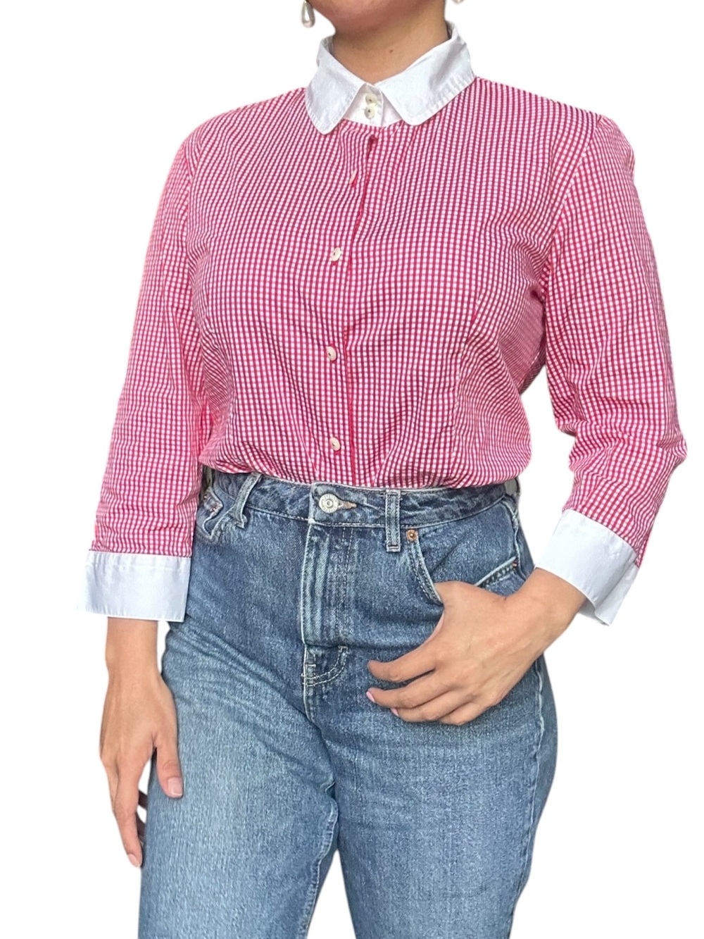 Talbots Vintage Talbots Red & White Gingham Button-Up Shirt Medium